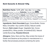 Dark Ganache & Almond In Dark Chocolate Bar - 125g