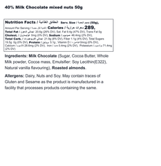 Classic Belgian Mixed Nuts in Milk Chocolate Bar - 50g