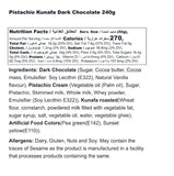 Pistachio Kunafa In Dark Chocolate Bar - 240g