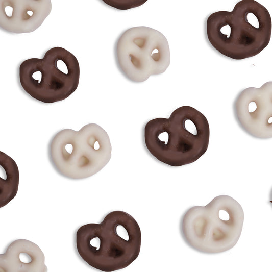 Chocolate Pretzels in White, Milk & Dark Chocolate